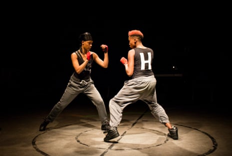 Leah Harvey (the Earl of Douglas), left, and Jade Anouka (Hotspur), who ‘crackles across all three productions’, in Henry IV at the Donmar’s King’s Cross theatre. 
