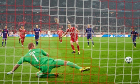 Robert Lewandowski scores from the penalty spot for Bayern Munich against Anderlecht on Tuesday. Is the disparity between the teams partly responsible for so many spot-kicks?