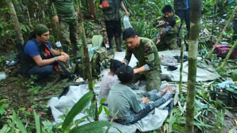 Amazon plane crash: Colombian military rescue children found alive after 40 days – video 