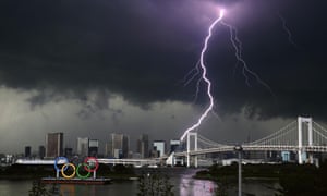Lightning over Tokyo before the Olympics