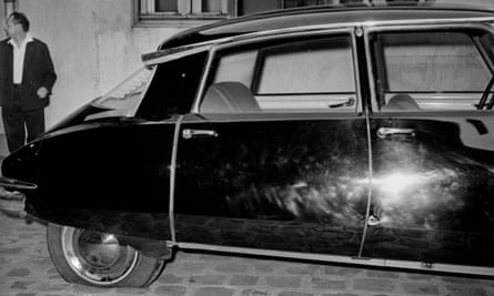 Damaged Citroën after 1962 assassination attempt against Charles de Gaulle