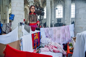 Brussels, Belgium Amal visits L’Eglise du Beguinage where more than 300 undocumented migrants occupy the church