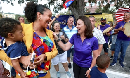 Nikki Fried greets supporters in Orlando, Florida on 18 August 2022.