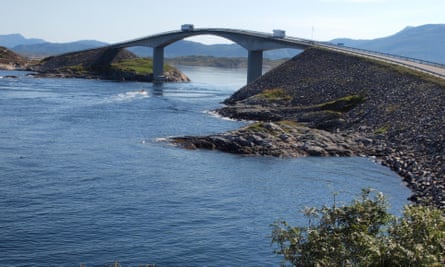 Bridge over a river on Atlantic Ocean Road, on the Atlantic route, part of Norway's National Tourist Routes.