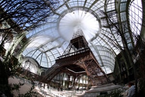 Chanel’s recreation of the Eiffel Tower at the Grand Palais.