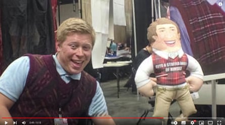 Kyle Craven, stock image model, with a model of himself