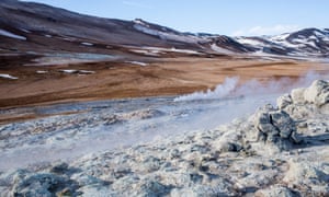 Sulphur escapes from the ground in the geothermal area of Hverir.