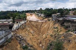A landslide left by the collapse of a road