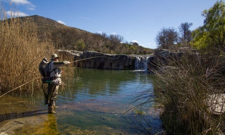 Alan Hobson casts out in the Little Fish river near Cradock