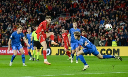 David Brooks opens the scoring for Wales against Finland