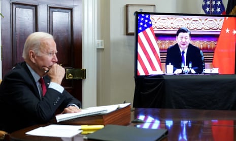 US president, Joe Biden, in a virtual meeting with his Chinese counterpart, Xi Jinping, last month. 