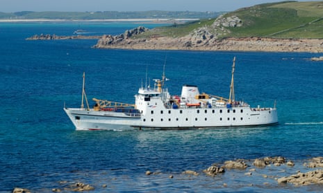 The Scillonian III leaving St. Mary's in the Isles of Scilly