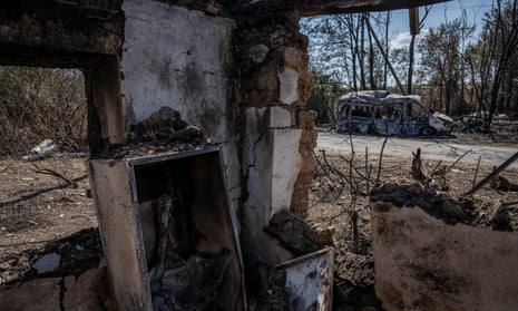 A destroyed building and car near the village of Robotyn in the Zaporizhzhia region