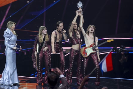 The band celebrate after winning Eurovision last month