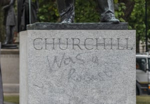 The Churchill Statue following Black Lives Matter protests in London