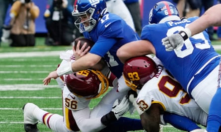 NFL teams the New York Giants and Washington clash in January.