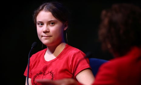Swedish climate activist Greta Thunberg speaks during the launch of her new book "The Climate Book"