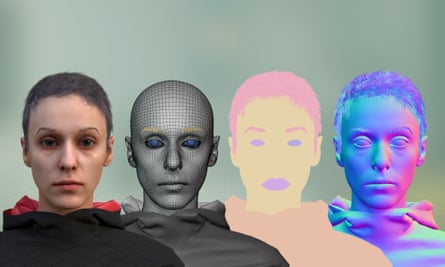 由datagen制作的人造人脸。