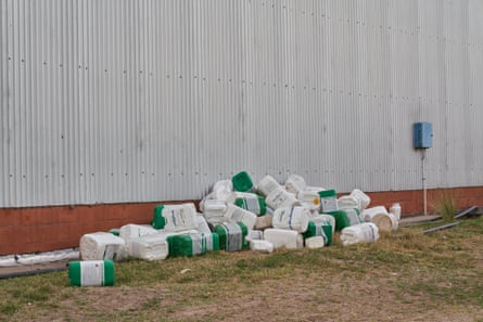 Empty containers of herbicide at a farm in San José de la Esquina, Argentina, in January 2023.