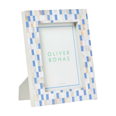 Oliver Bonas Lina Blue Resin & Mother Of Pearl Photo Frame