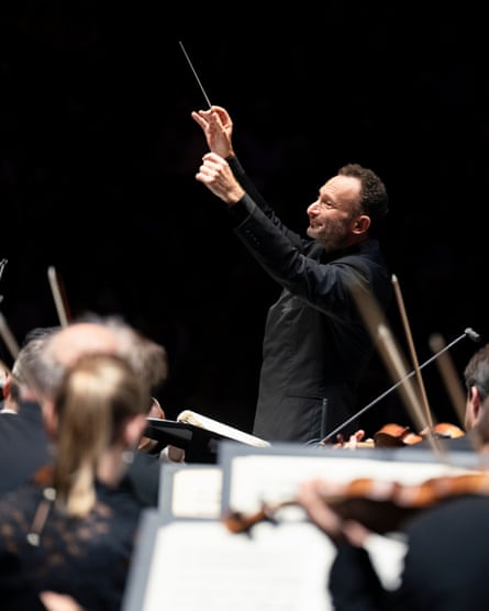 Angular and majestic … Kirill Petrenko conducts the Berlin Philharmonic at the Royal Albert Hall.