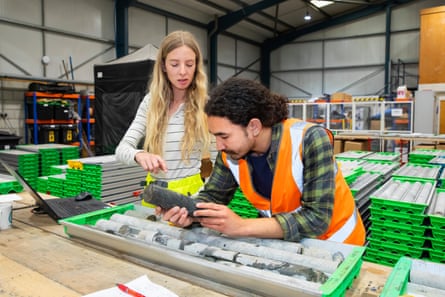 Scientists analysing old core samples at Cornish Lithium’s geothermal site.
