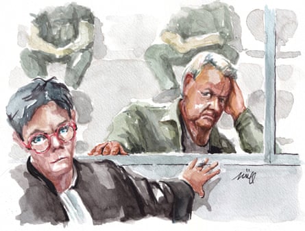 Courtroom sketch of Dominique Pelicot