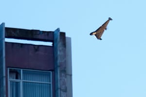 A drone heading for a building