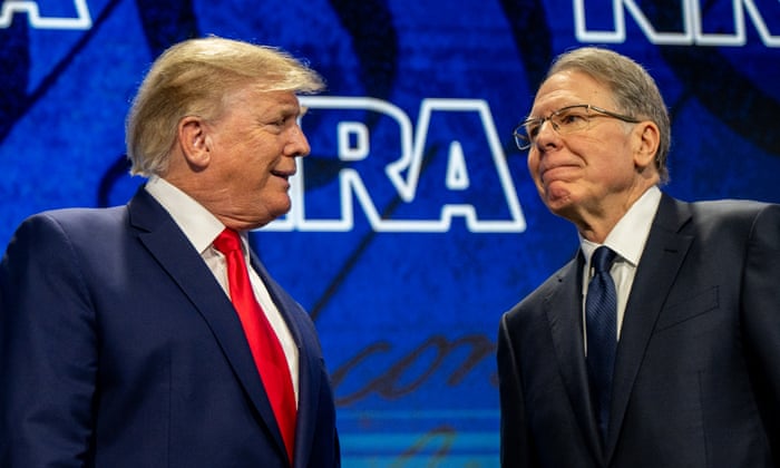 Wayne LaPierre with Trump at the annual NRA summit in May.