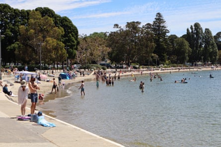 Tasmanians cooled off at Long Beach at Sandy Bay in Hobart on Wednesday with above-average temperatures reaching the far south of the country.