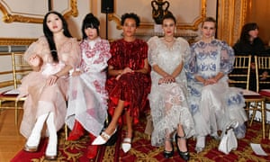 Faye Wei Wei, Susie Lau, Phoebe Collings-James, Alexa Chung and Greta Bellamacina attend the Simone Rocha front row during London Fashion Week, February 2020