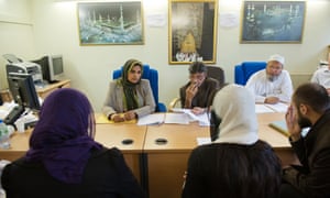 ‘The Islamic fundamental of marriage is that a woman should feel safe’… Dr Amra Bone (left) hears a divorce request at Birmingham Central Mosque.