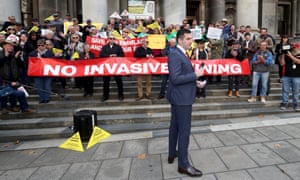 SA Member for Narungga Fraser Ellis speaks during a South Australian farmers protest on the steps of parliament in Adelaide on Wednesday, 3 July 2019.