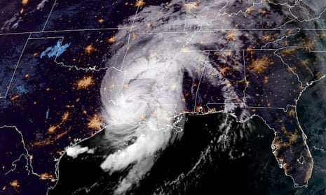 This NOAA/GOES satellite image shows Hurricane Laura over the US state of Louisiana, near the line of US state Texas at 11:50 UTC, on August 27, 2020.