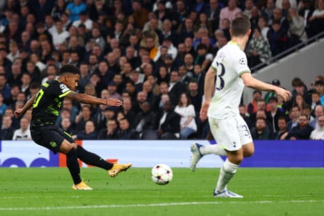 Marcus Edwards of Sporting scores the opening goal of the game.