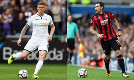 Swansea’s Alfie Mawson, left, and Bournemouth’s Charlie Daniels have joined the Common Goal initiative.