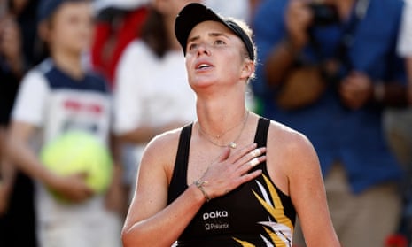 Elina Svitolina shows her emotion after defeating Daria Kasatkina at the French Open