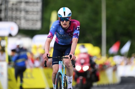 Joseph Blackmore on his bike looking exhausted