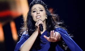 Jamala representing Ukraine performs the song 1944 during the Eurovision Song Contest semi-final.
