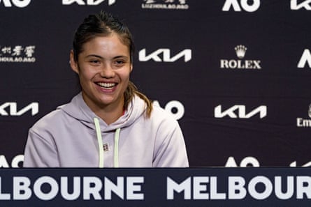 Raducanu at a press conference before the 2024 Australian Open.