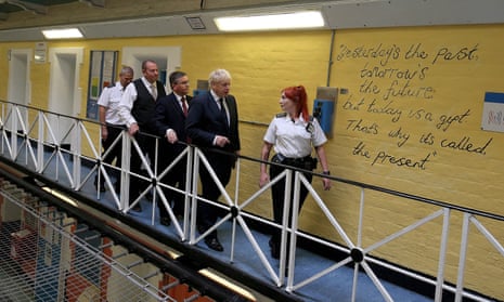 Boris Johnson is seen during a visit to HMP Leeds last year.