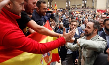 Santiago Abascal, leader of the far-right Vox party in Spain, at a rally in Alicante in April.