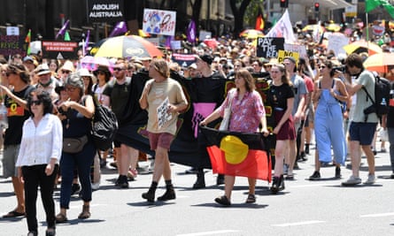People take part in an Invasion Day rally in Sydney