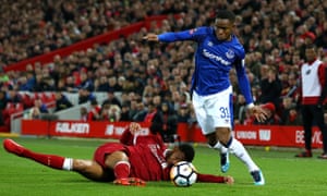 Ademola Lookman (right) and Joe Gomez, facing one another during the Liverpool v Everton FA Cup tie in January 2018. Both worked with Jason Euell as boys.