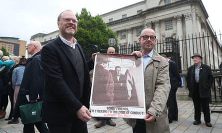 Journalists Trevor Birney (left) and Barry McCaffrey in Belfast last year after judges ruled police search warrants against them illegal.