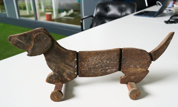 A handmade wooden ‘sausage dog’.