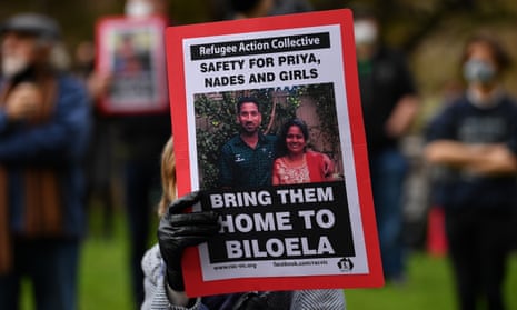 Supporters of the Biloela family gather for a rally