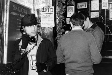 ‘Photographers often start out by snapping their family and friends, and I did the same. I was fortunate that my brother Steve was a club promoter, so my first nightlife photos were taken at The Lift, a pioneering gay night where the music was mostly black American imports and the crowd were predominantly queer and very diverse. We’d call it polysexual now as it wasn’t exclusively gay. Tony Rahaman was Steve’s boyfriend and I grabbed a shot of him hanging on the telephone that was there to call taxis’