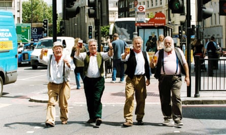The Wurzels (left to right): Tommy Banner, Pete Budd, David Wintour and John Morgan, on London’s Great Portland Street.