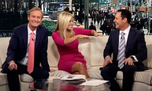 Host Ainsley Earhardt makes her debut as co-host of the network’s morning show Fox &amp; Friends in February 2016.